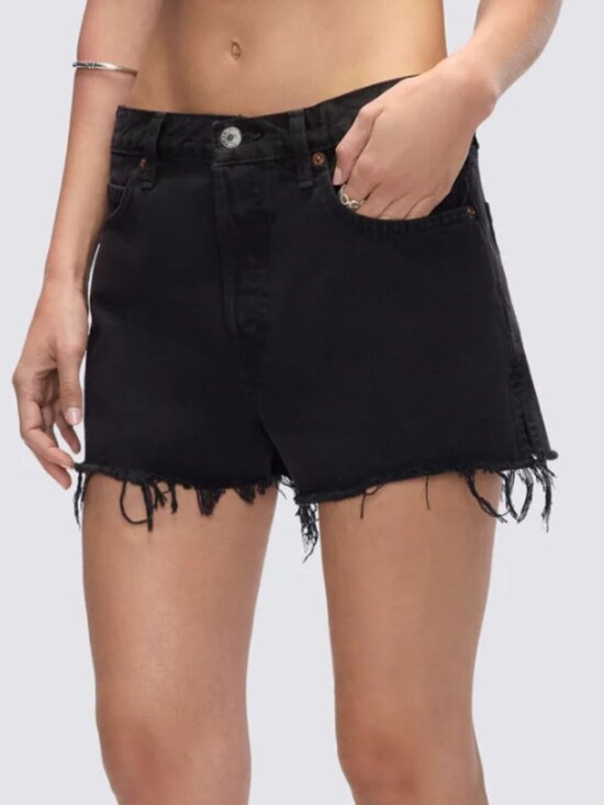 RE/DONE Pants - RE/DONE The Breezy Short Washed Black Size 31 Button Fly Denim Shorts